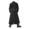 Men Black Long Gothic Coat Studs Buckle Punk Chrome Emo Coat